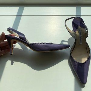 Manolo Blahnik Purple Leather Slingback Mule